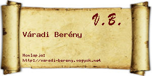Váradi Berény névjegykártya